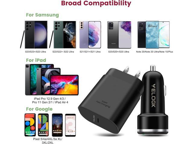 Super Fast Charger Type C Kit, VELOGK 25W PD PPS USB C Wall/Car Charger for Samsung Galaxy S25/S24/S23 Ultra/S23+/S23/S22/S21/S20/Plus/Note 20/A71,...