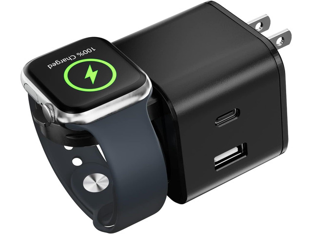 BeaSaf 36W for Apple Charging Block with Built-in Watch Charger, Foldable PD Fast Charger Block for iPhone, Dual Ports Wall Charger Compatible with...