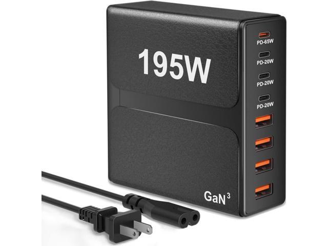 Charger,195W 8-Port USB C Charging Station, 65W Type C Fast Charging Laptop GaN Power Adapter Compatible with MacBook Pro/Air, iPad Pro,iPhone 14...