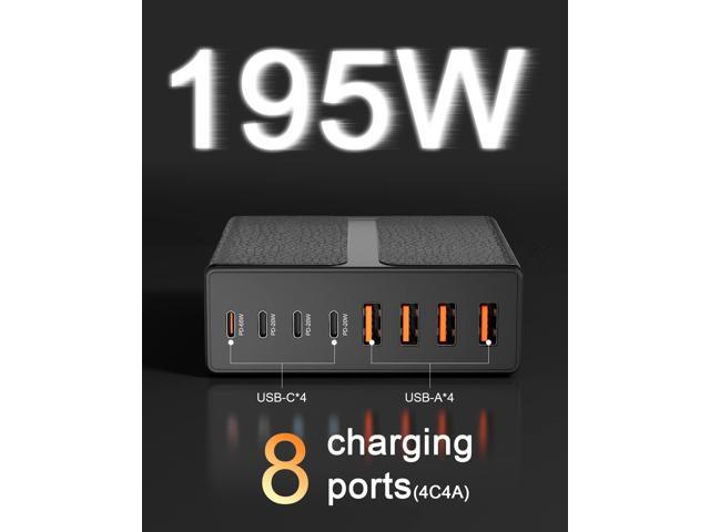 Charger,195W 8-Port USB C Charging Station, 65W Type C Fast Charging Laptop GaN Power Adapter Compatible with MacBook Pro/Air, iPad Pro,iPhone 14...