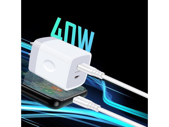 USB C Block,Sicodo 40W Dual USB C Wall Charger,2-Port PD 3.0 20W USB C Cube Power Adapter for iPhone 16/16 Pro/16 Pro Max/15/14/13/12/X...
