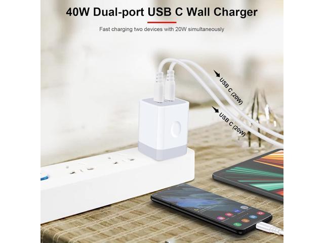 USB C Block,Sicodo 40W Dual USB C Wall Charger,2-Port PD 3.0 20W USB C Cube Power Adapter for iPhone 16/16 Pro/16 Pro Max/15/14/13/12/X...