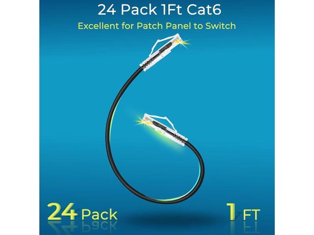 Rapink Patch Cables Cat6/ Cat6a 1ft (24 Pack) Slim, Cat6a Ethernet Patch Cable 10G Support, Snagless Cat 6 Patch Cable for Patch Panel to Switch,...