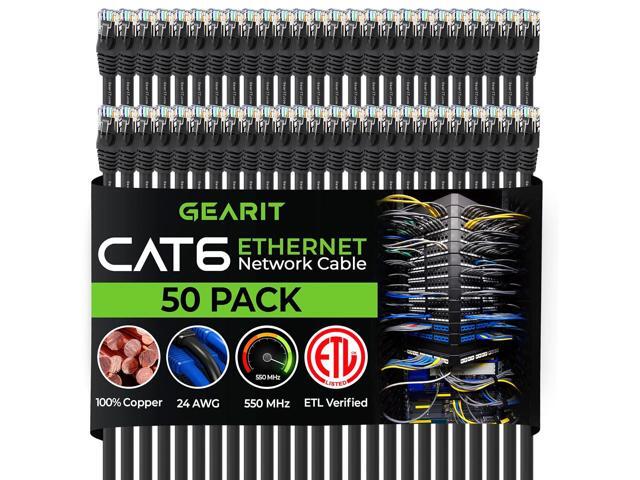 GearIT Cat 6 Ethernet Cable 1 ft (50-Pack) - Cat6 Patch Cable, Cat 6 Patch Cable, Cat6 Cable, Cat 6 Cable, Cat6 Ethernet Cable, Network Cable,.