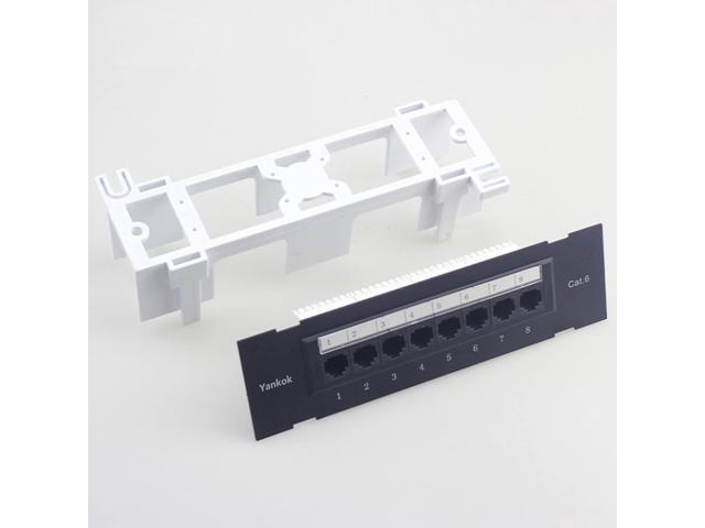 [CAT6 8 Port Patch Panel Unshielded with Coded T568A/B Wiring for RJ45 Network Cables Rack/Wall Mount 1U (Come with Bracket & Mini Punch Down Tool)