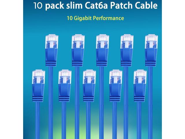 Patch Cables Cat6a 1ft (10 Pack) Slim, Cat6a Ethernet Patch Cable 10G Support, Snagless Cat 6 Patch Cable for Patch Panel to Switch, Flexiable Cat...