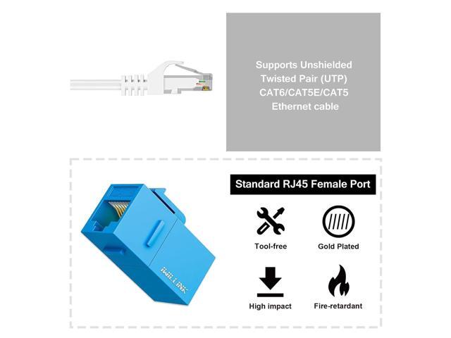 iwillink RJ45 Cat6 Keystone Coupler 10-Pack, Female to Female Cat6 Keystone Jack, UTP Keystone Coupler Insert, Blue