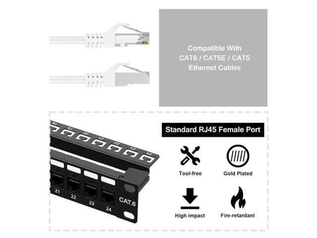 iwillink 24 Port Patch Panel, RJ45 Through Coupler 1U Cat6 Patch Panel UTP 19-Inch with Back Bar, Wallmount or Rackmount, Compatible with Cat5,...