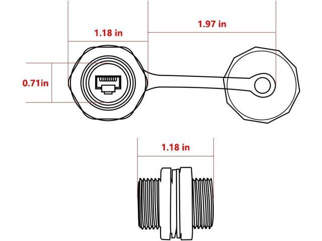 2PCS RJ45 Ethernet LAN Cable Connector CAT6 Shielded Industrial Panel Mount Bulkhead Feed Thru Coupler with Waterproof IP67 Dustproof Cap Outdoor...