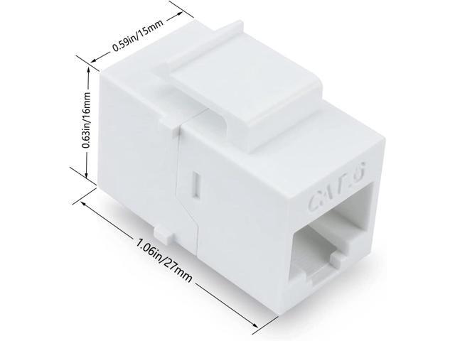 Female to Female Cat6 Keystone RJ45 Couplers, 10 Pack, White, Tablet