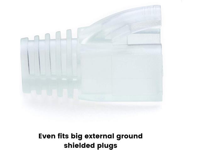 trueCABLE RJ45 Strain Relief Boots, 7.5mm Slip-On PVC Plug Cover, Transparent, 100 Pieces