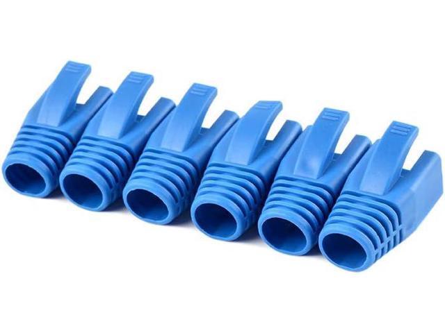 50 Pcs Cat7 Cat7A Cat8 Strain Relief Boot, RJ45 Plug Connector Cover Modular Network Plug Connector Cap Cable Connector Boots, Blue