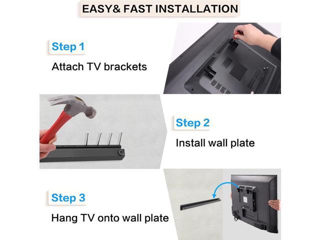 No Stud TV Wall Mount, No Drill TV Mount for 22-55 in, Drywall Studless TVs Bracket with Clear Instructions, Low Profile TVs Hanger with Sturdy...