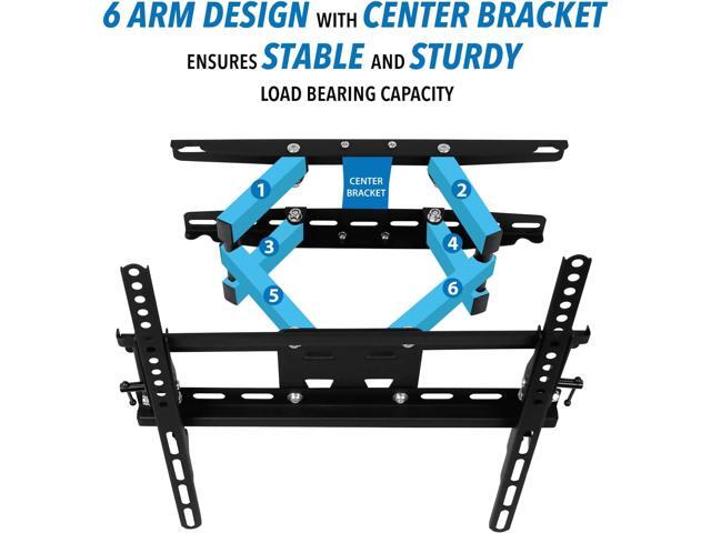 Mount-It! Full Motion TV Wall Mount Stable Dual Arm Articulating Bracket for 32-55 Inch TVs Swivel, Tilt & Extend Universal VESA Wall Mount...