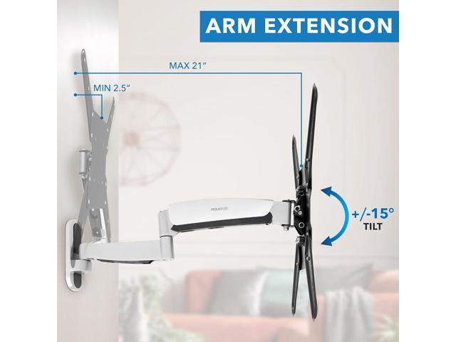 Mount-It! Height Adjustable TV Wall Mount Bracket with Counterbalance Gas Spring Arm - Full Motion Articulating Design Fits Flat Screens Displays...