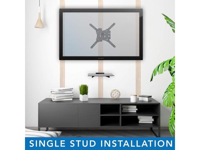 Mount-It! TV Mount with Shelf Full Motion TV Wall Mount with Floating Entertainment Shelf for Cable Box, DVR Single Stud Installation Fits...