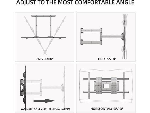 98 100 TV Wall Mount 75 86 90 105 110 120 inch Full Motion Bracket Large Screen Heavy Duty Led Adjustable Articulating Stand Max vesa 1000x600mm...