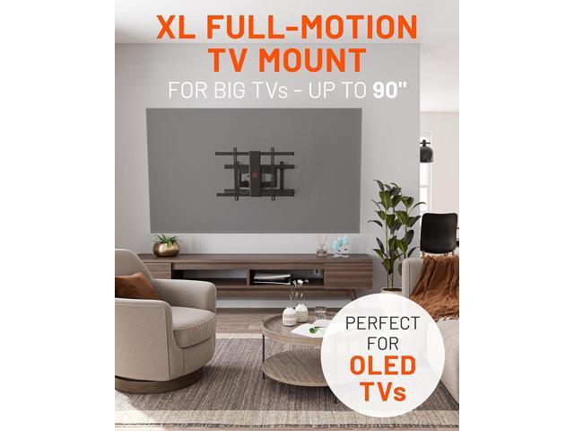 ECHOGEAR XL Full Motion TV Wall Mount - Universal Bracket for Big TVs Up to 90' - Smooth Articualtion Plus Easy 3 Step Install with Pre-Assembled...