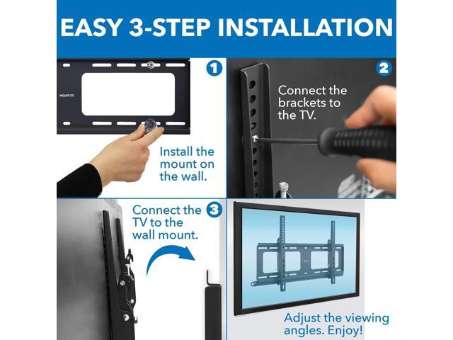 Mount-It! Weatherproof TV Wall Mount Lockable & Tilting 2.1' Low Profile Design Fits 37 38 42 50 55 58 60 65 70 75 80 Inch Televisions VESA...