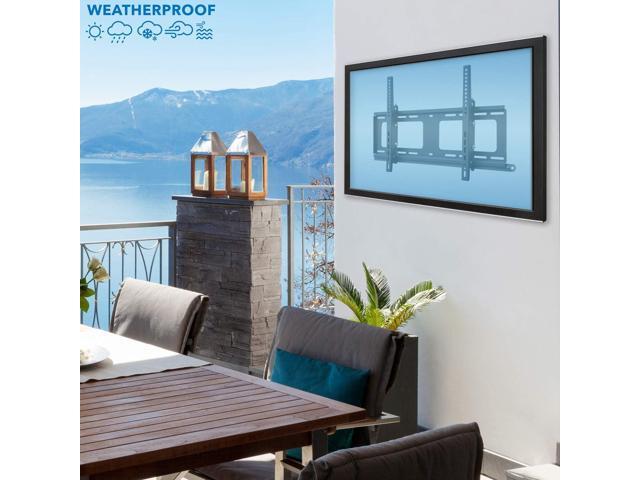 Mount-It! Weatherproof TV Wall Mount Lockable & Tilting 2.1' Low Profile Design Fits 37 38 42 50 55 58 60 65 70 75 80 Inch Televisions VESA...
