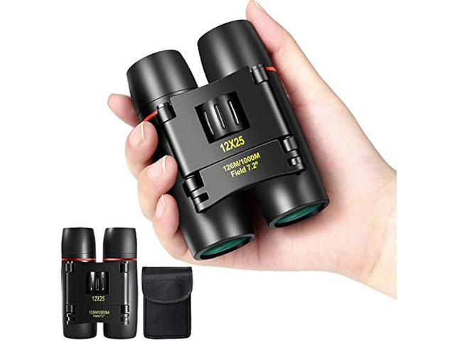 WRNRN 12X25 Mini Pocket Binoculars Compact, Small Lightweight Foldable Binoculars for Adults Kids Bird Watching, Travel, Opera Concert, Hiking,...