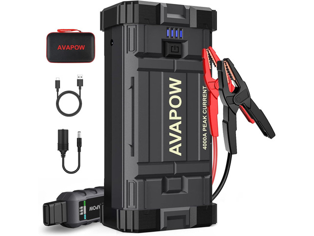 AVAPOW Car Jump Starter, 4000A Peak Battery Jump Starter (for All Gas or Up to 10L Diesel), Portable Battery Booster Power Pack, 12V Auto Jump Box...