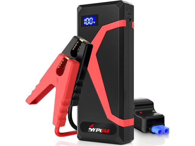 SYPOM 4150A Peak Jump Starter Battery Pack - 12V Jump Box for All Gas/Up to 12L Diesel - Dual USB Power Bank, Emergency Light (Red)