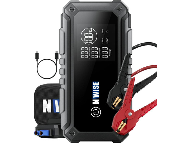 NWISE Car Jump Starter, 3000A Peak 25800mAh Portable Battery Starter (Up to 10L Gas or 8L Diesel Engine) with Smart Safety Jumper Clamps,12V Jump...