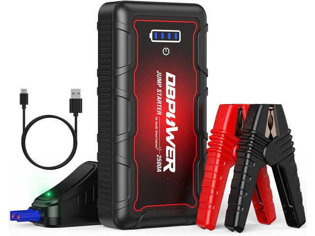 DBPOWER Jump Starter 2500A Peak 74Wh Portable Car Jump Starter (Up to 10L Gas/8L Diesel Engine) 12V Auto Battery Booster Pack with Smart Clamp...
