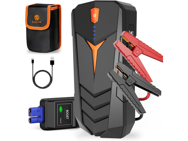 Jump Starter, SUNPOW 1500A Peak Car Jump Starter for Up to 8L Gas or 6.0L Diesel Engine, 12V Auto Lithium Battery Booster for Cars, Trucks, SUV,...