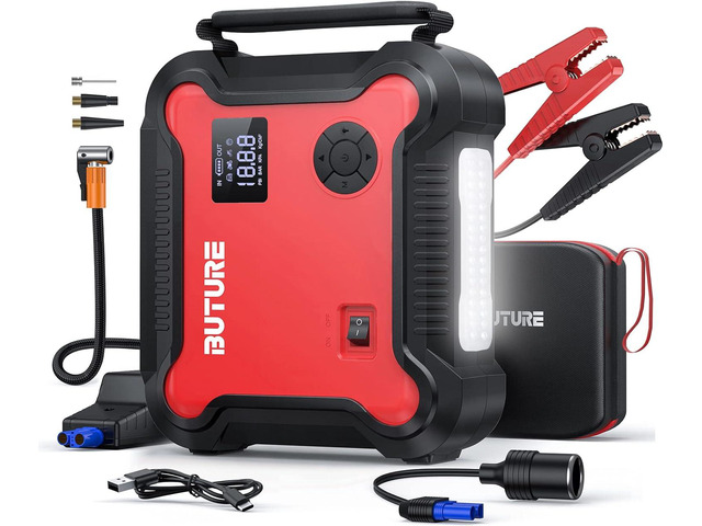 Portable Car Jump Starter with Air Compressor, BUTURE 150PSI 4500A 26800mAh Battery Booster Pack (All Gas/8.0L Diesel) Digital Tire Inflator, Fast...