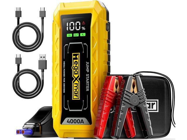 MegaXmar Jump Starter-4000A Peak 27000mAh Car Jumper Starter Portable for Up to All Gas and 10L Diesel Engine,60W Two-Way Fast Charging-12V Car.