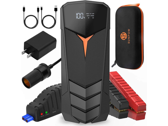 SUNPOW Lithium Jump Starter Battery Pack 2000A Peak 20000mAh (Up to All Gas and 8.5L Diesel),12V Battery Booster for Cars, Trucks, SUV, Portable...