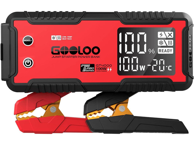 GOOLOO GT4000 Car Jump Starter 4000A 100W Fast-Charging 12V SuperSafe Portable Battery Booster Pack with -40 Pre-Heating Tech, 26800mAh Auto Jump...