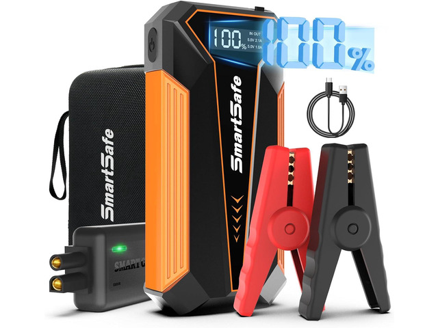 Smartsafe Car Battery Jump Starter 2000A Car Jumper Battery Pack For Up To 8.0l Gas And 6.0l Diesel Engines Jump Starter Portable 12v Jump Pack For...