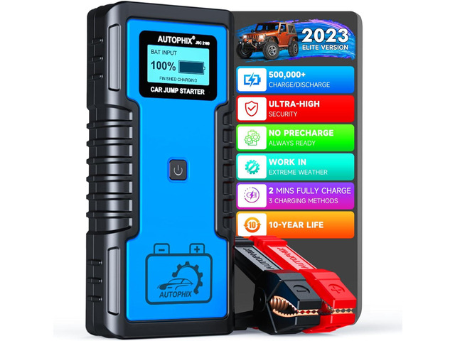 AUTOPHIX JSC2100 Super Capacitor Jump Starter, Ultra-Safe 12Volt Car Jump Starter No Battery, 10.0 Gas & 8.0 Diesel Car Battery Jump Starter...