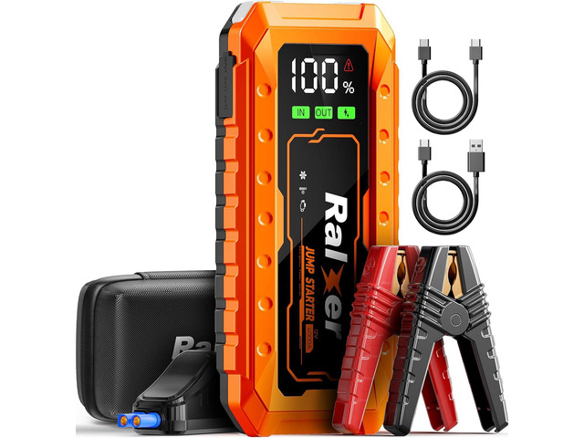 RALXER Portable Battery Jump Starter - 4000A Peak 27000mAh Jump Starter Battery Pack (Up to All Gas or 10L Diesel Engine), 12V Jump Starter with...