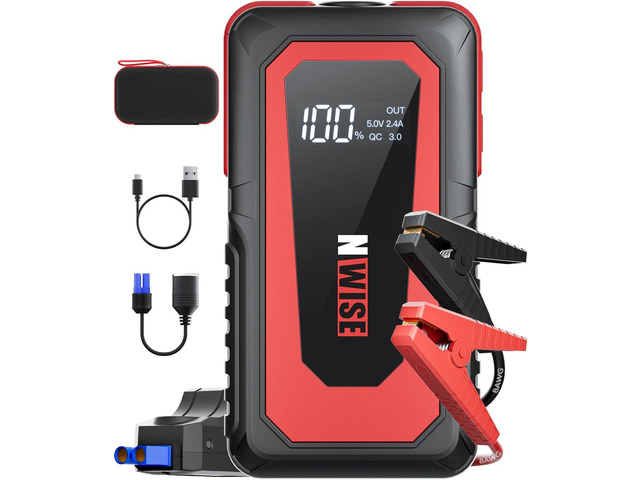 NWISE Car Jump Starter, 2000A Peak 20000mAh Portable Battery Starter (Up to 8.0L Gas or 7.0L Diesel Engine) with Smart Safety Jumper Clamps,12V...