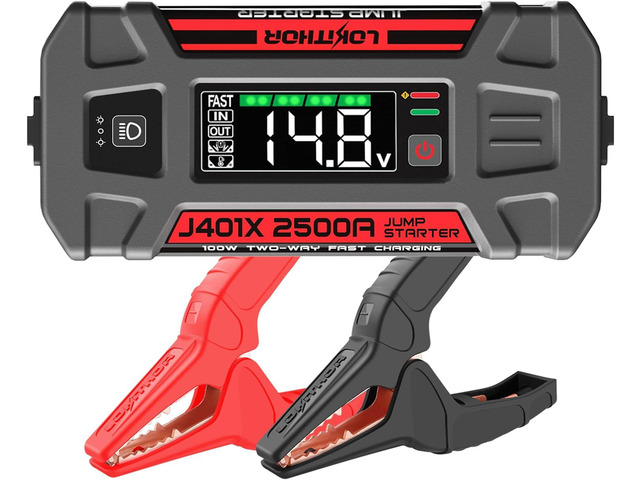 LOKITHOR J401X Jump Starter 2500A 12V -40 Auto-Heating Tech, Lithium Car Battery Booster Pack with 100W Two-Way Fast Charge, Portable Jump Box...