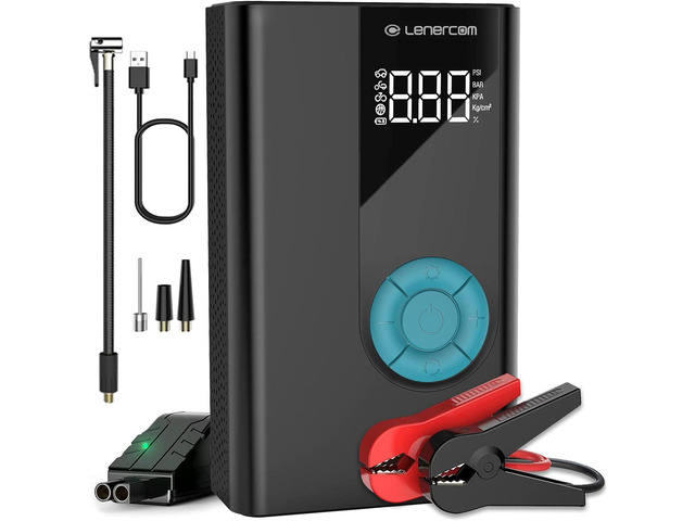 Jump Starter with Air Compressor,Lenercom 1500A Car Battery Jump Starter with 150PSI Digital Tire Inflator,12V Auto Battery Booster with USB Quick...