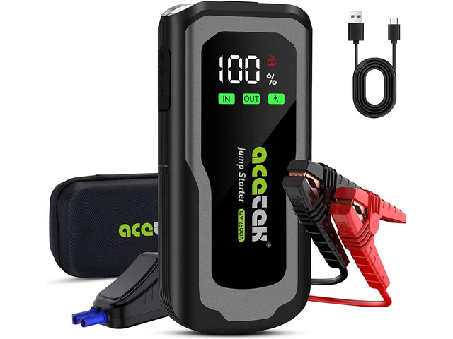 Jump Starter, acetek 2500A Peak 12V Portable Lithium Battery Jump Starter for Up to 8.5L Gas or 8L Diesel Engine, 30 Months Ultra-Long Standby,...