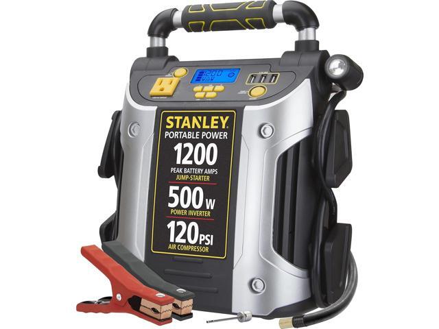 STANLEY J5CPD Digital Portable Power Station Jump Starter: 1200 Peak/600 Instant Amps, 500W Inverter, 120 PSI Air Compressor, 3.1A USB Ports,.
