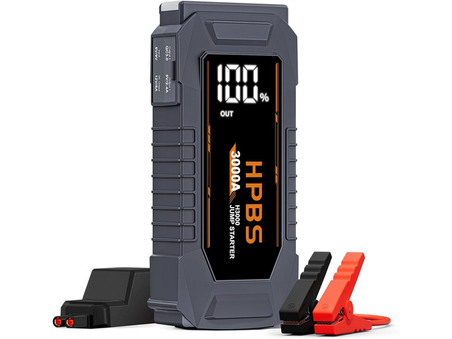 HPBS Jump Starter - 3000A Car Jump Starter for Up to 10L Gas and 8L Diesel Engines, 12V Portable Battery Jump Starter Box with 3.0' LCD Display