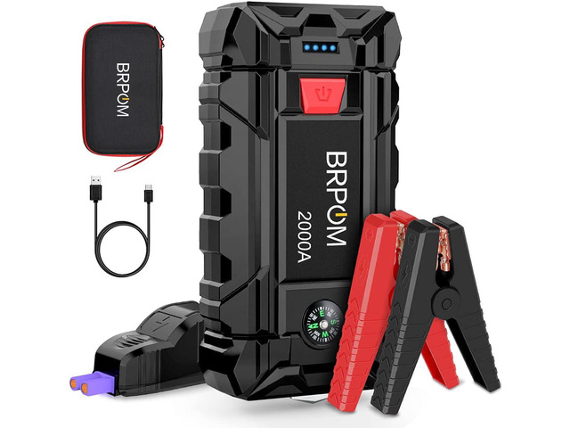 BRPOM Car Jump Starter, 2000A Peak 21800mAh (Up to 8.0L Gas or 6.5L Diesel Engine, 40 Times) 12V Auto Booster Battery Pack Jump Box with Quick...