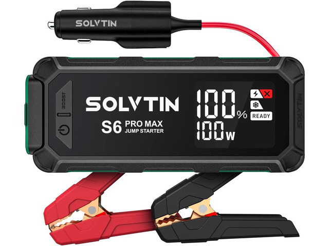 SOLVTIN S6 Pro Max Battery Jump Starter 3000A, Portable Jump Box for Up to 10L Gas and 8L Diesel Engine with LED Display, 12V Car Battery Booster...