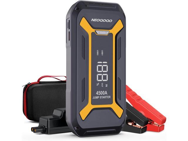 NEOQOQO Car Jump Starter, 4500A Peak Battery Jumper Starter Portable(10L Gas & 8L Diesel Engine), 12V Car Jumper Battery Pack with Smart Jumper. NEOQOQO Car Jump Starter, 4500A Peak Battery Jumper Starter Portable(10L Gas & 8L Diesel Engine), 12V Car Jumper Battery Pack with Smart Jumper.