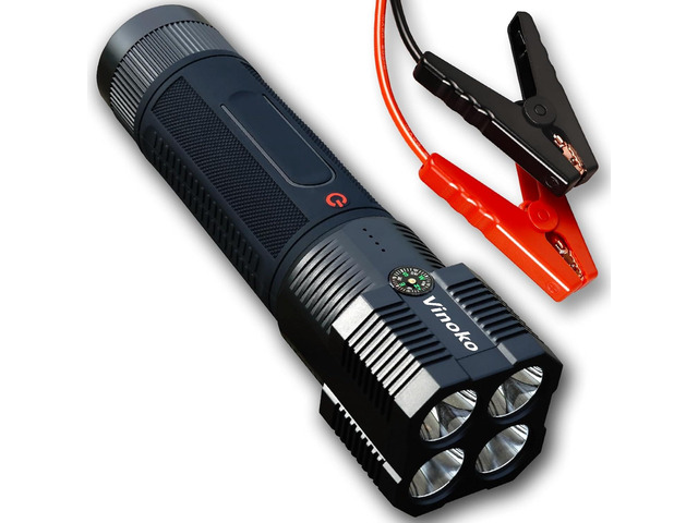 Car Battery 1000A Peak 12V Jump Starter with 2000 Lumens Flashlight,Digital Display Smart Clamps Jump Box, Booster 12V Battery Pack and Power Bank