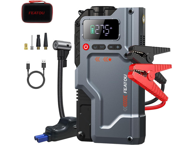 Featou Jump Starter with Air Compressor, 5 in 1 Function Jump Box 2500A Peak 150PSI Jump Starter Battery Pack with Digital Tire Inflator, car...