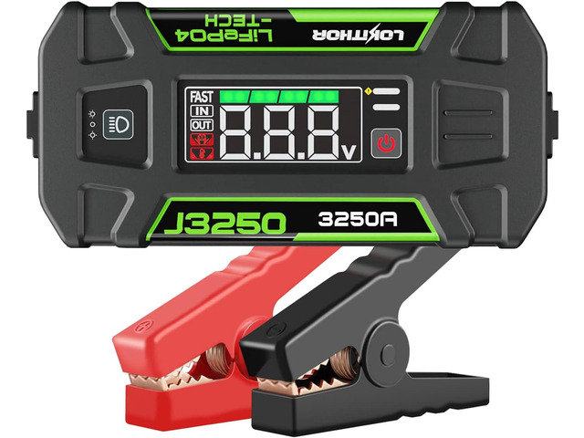 LOKITHOR J3250 12V Jump Starter Lithium Iron Phosphate (LiFePO4) Car Starter Battery for Upto 9.5L Gas and 7.5L Diesel Engines with 60W Two-Way...