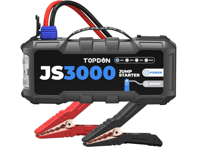 TOPDON Jump Starter JS3000, 3000A/24000mAh Battery Booster Jump Starter Power Pack for Up to 9L Gas/ 7L Diesel Engines, Portable Jump Starter Power...